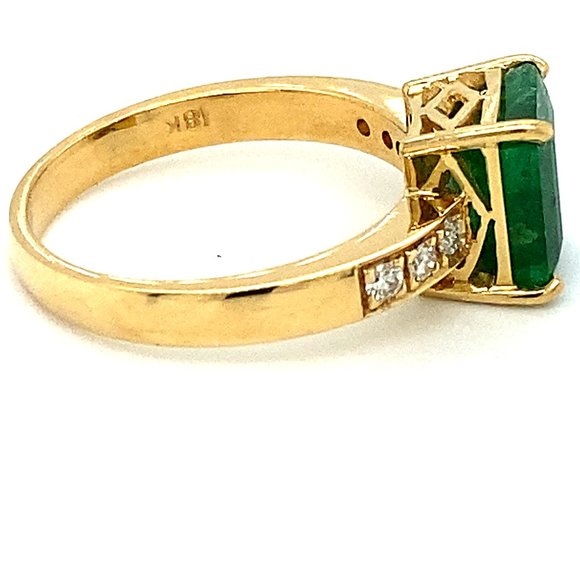 GIA Cert Emerald 3.70ct Diamonds 18K Gold Ring - Picture 7 of 10
